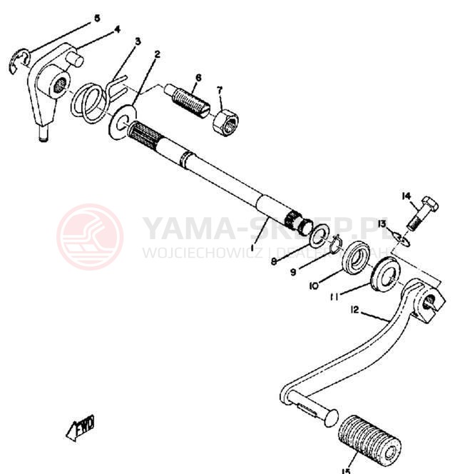 Schemat "Dźwignia zmiany biegów, wałek" do Yamaha DS6C