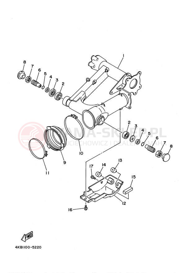 Schemat "wahacz" do Yamaha WOLVERINE 4WD YFM350FXH
