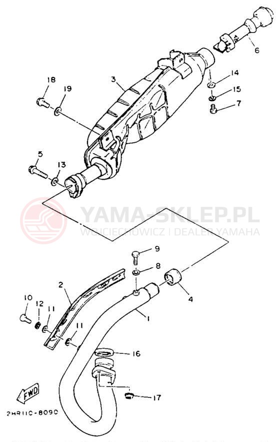 Schemat "Wydech końcowy" do Yamaha BIG BEAR 4WD YFM350FWE_