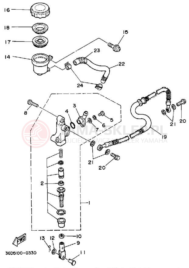 Schemat "Pompa hamulcowa tył" do Yamaha WARRIOR YFM350XA