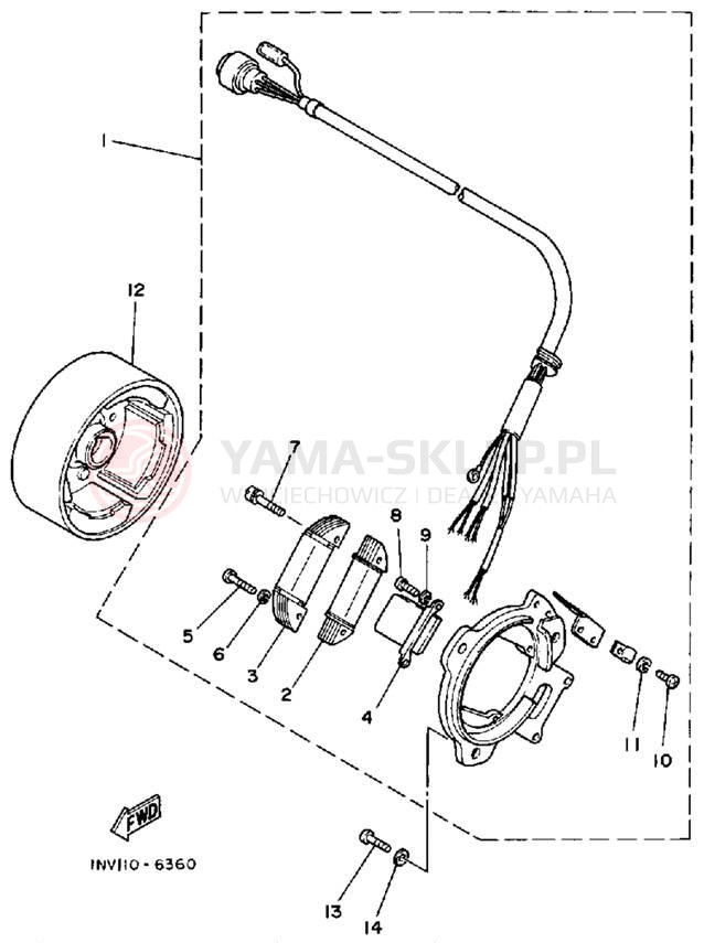 Schemat "prądnica" do Yamaha MOTO-4 YFM200DXT