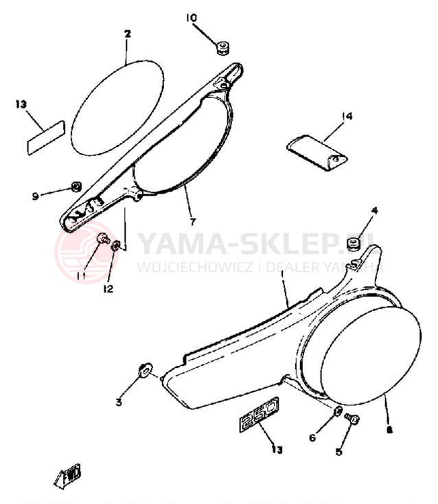 Schemat "Tylny błotnik" do Yamaha TT250G