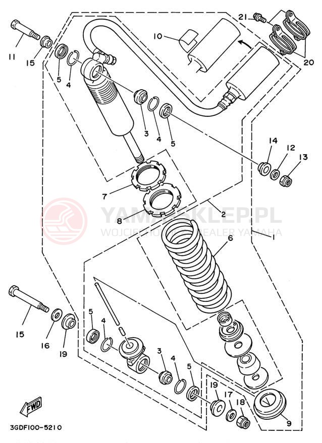 Schemat "zawieszenie tył" do Yamaha WARRIOR YFM350XH