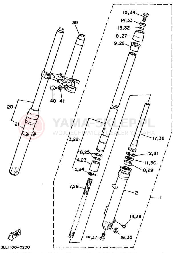 Schemat "Amortyzatory przód" do Yamaha RT100F