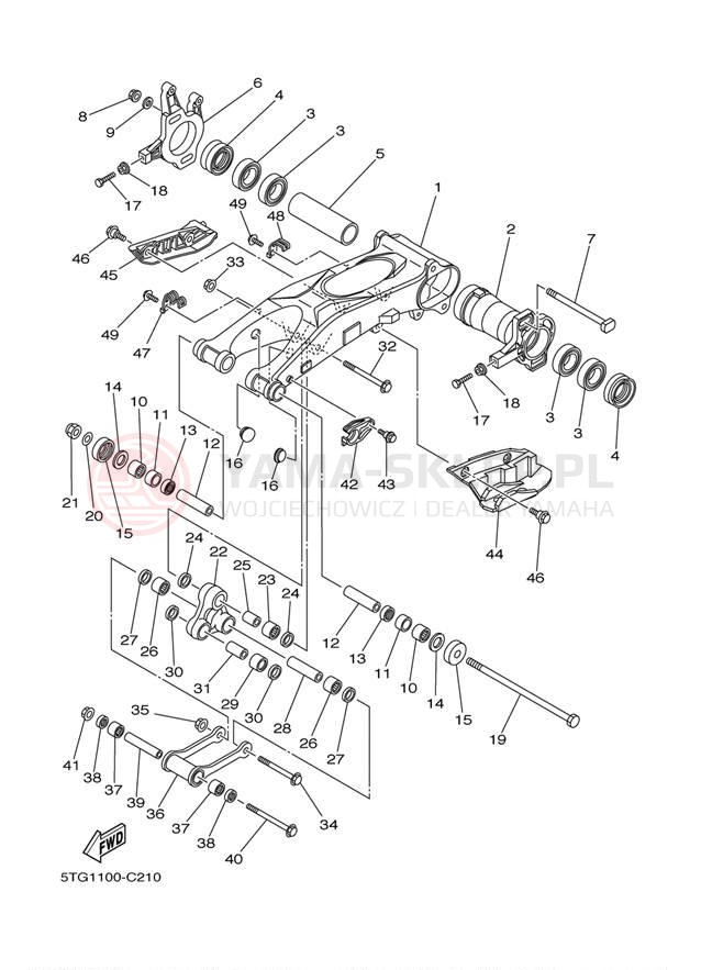 Schemat "wahacz" do Yamaha YFZ450 YFZ450T