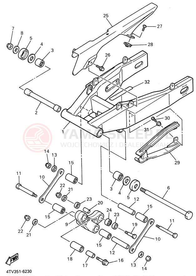 Schemat "wahacz" do Yamaha YZF600R YZF600RRC/YZF600RR