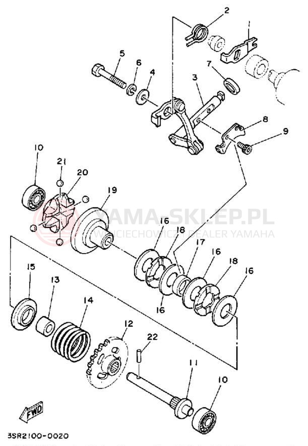 Schemat "Dźwignia zmiany biegów" do Yamaha YZ125A