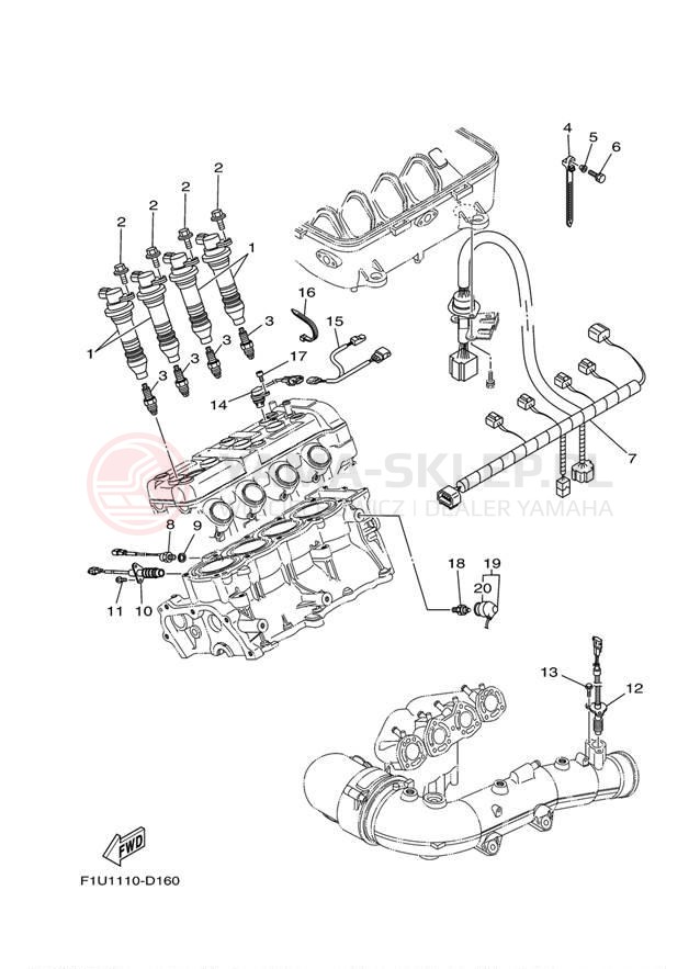 Schemat "układ elektryczny" do Yamaha SR230 HO SXT1100F