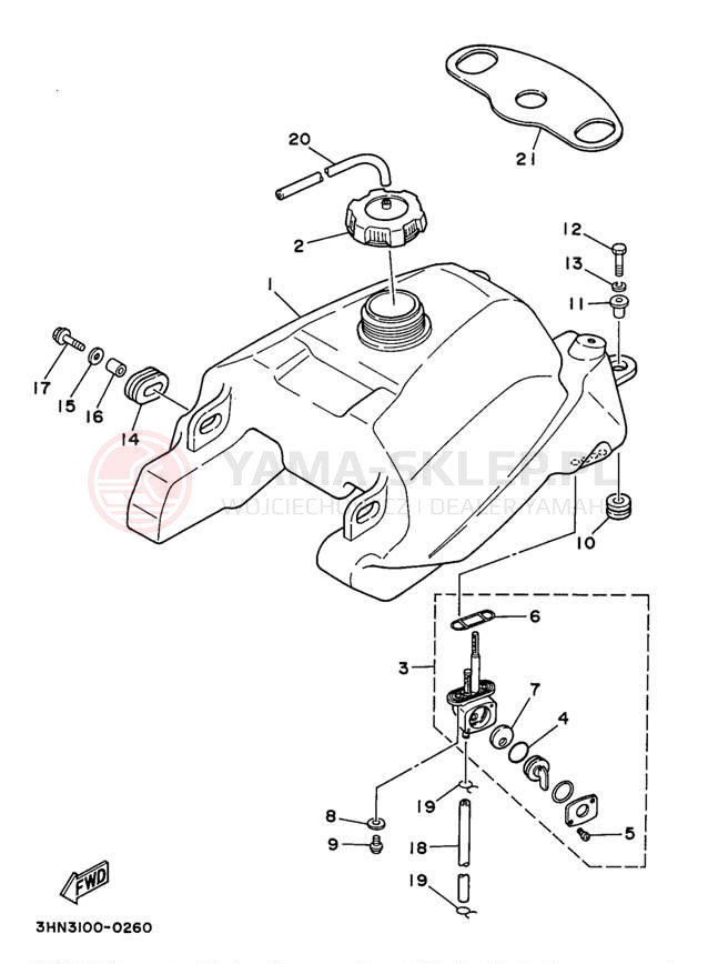 Schemat "zbiornik paliwa" do Yamaha BIG BEAR 2WD YFM350UK
