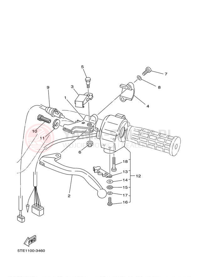 Schemat "Kierownica i osprzęt" do Yamaha KODIAK 400 4WD YFM400FAR