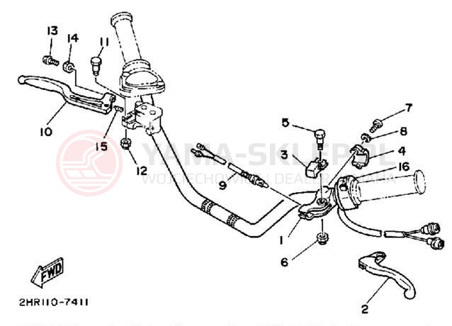 Schemat "Kierownica i osprzęt" do Yamaha BIG BEAR 4WD YFM350FWU
