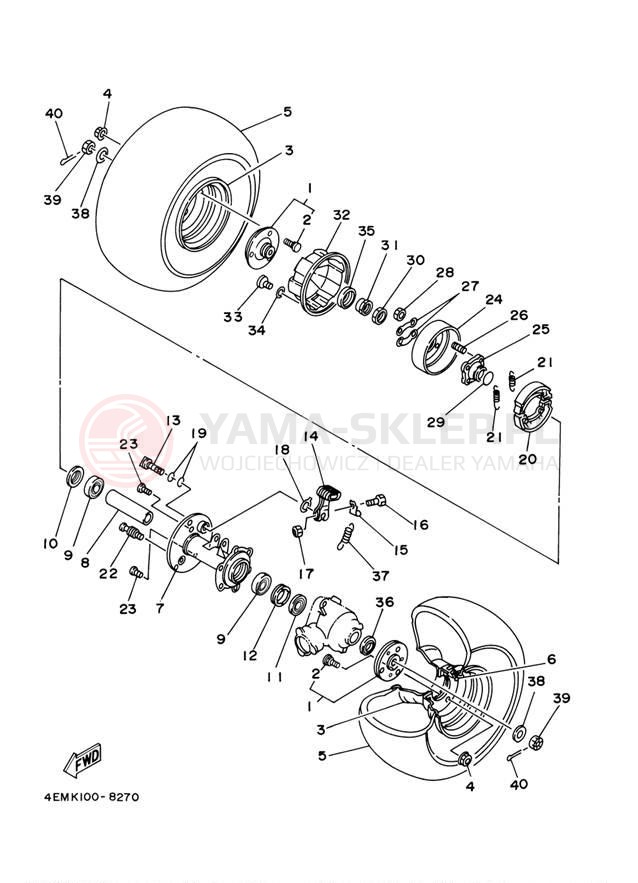 Schemat "Koło tył" do Yamaha RAPTOR 80 YFM80WP
