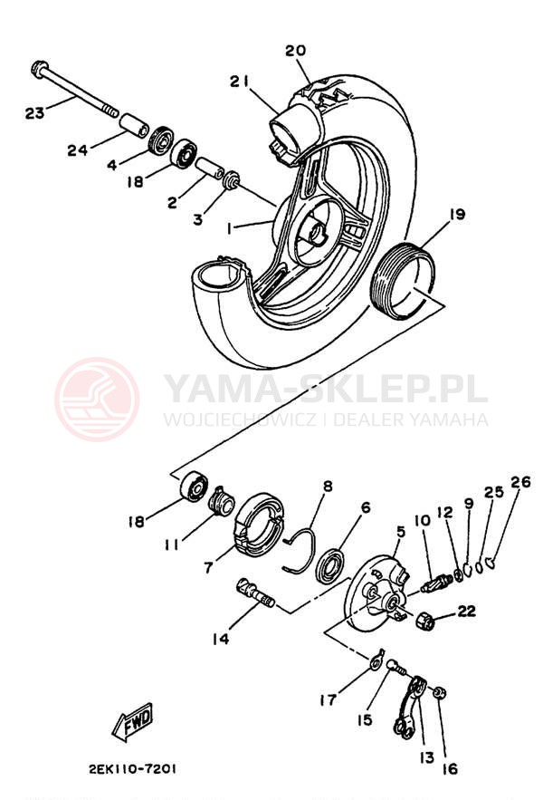 Schemat "Koło przód" do Yamaha RAZZ SH50M