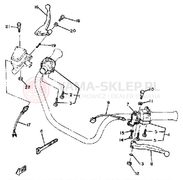 Schemat "Kierownica i osprzęt" do Yamaha XS400SH