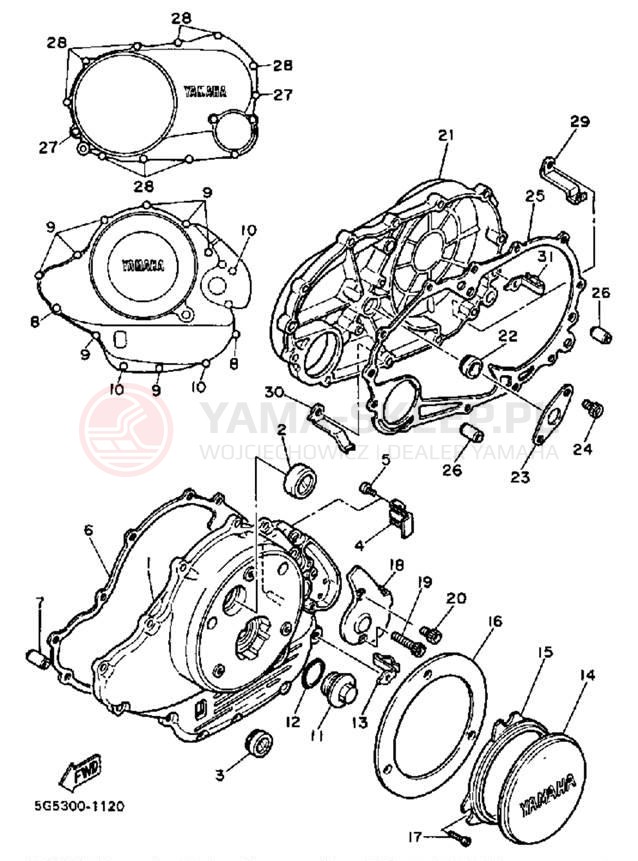 Schemat "Pokrywa silnika" do Yamaha MIDNIGHT VIRAGO 750 XV750MK