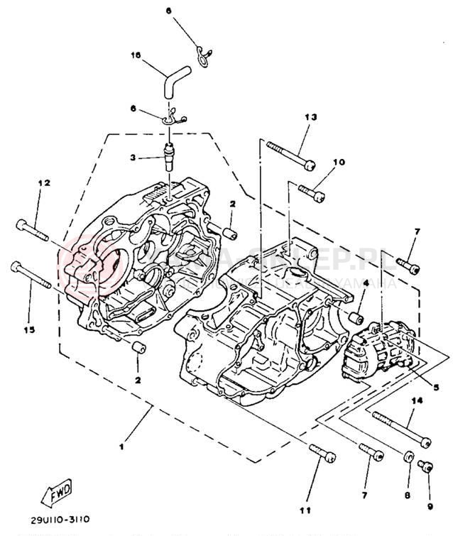 Schemat "Obudowa silnika" do Yamaha YTM225DXL