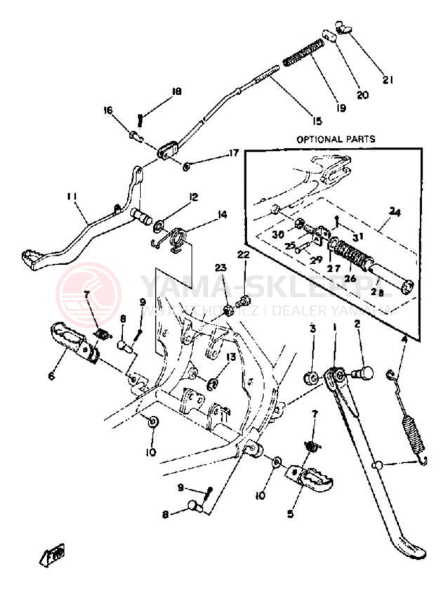 Schemat "Stopka postoj., dźw. Hamulca tył" do Yamaha DT125F