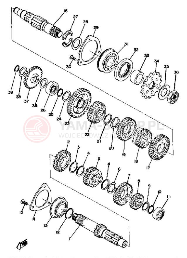 Schemat "Skrzynia biegów " do Yamaha DT360A/DT250A