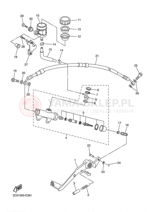 Schemat "Pompa hamulcowa tył" do Yamaha R6 CA YZFR6WC/YZFR6W
