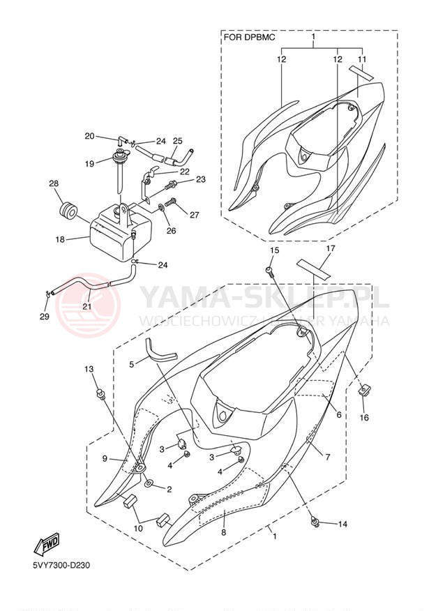 Schemat "Pokrywa boczna" do Yamaha YZF-R1 YZFR1TC/YZFR1T