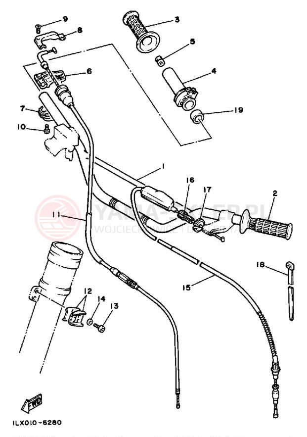 Schemat "Kierownica i osprzęt" do Yamaha YZ125S