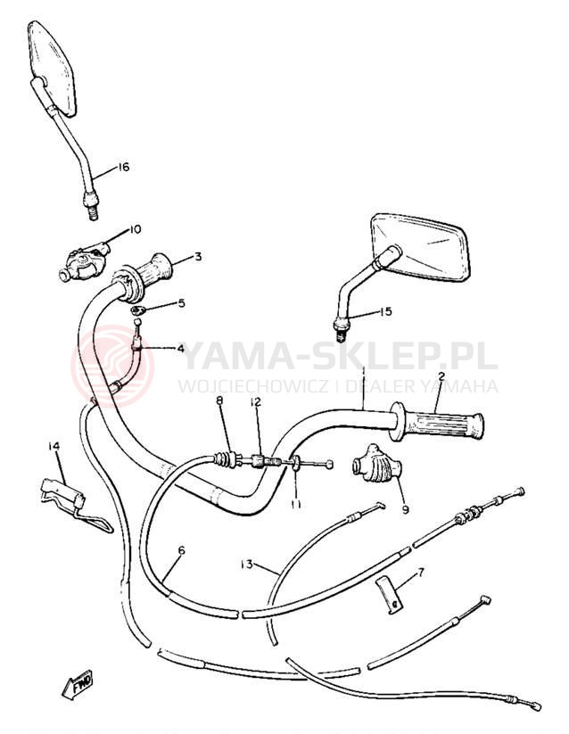 Schemat "Kierownica i osprzęt" do Yamaha XJ650LH