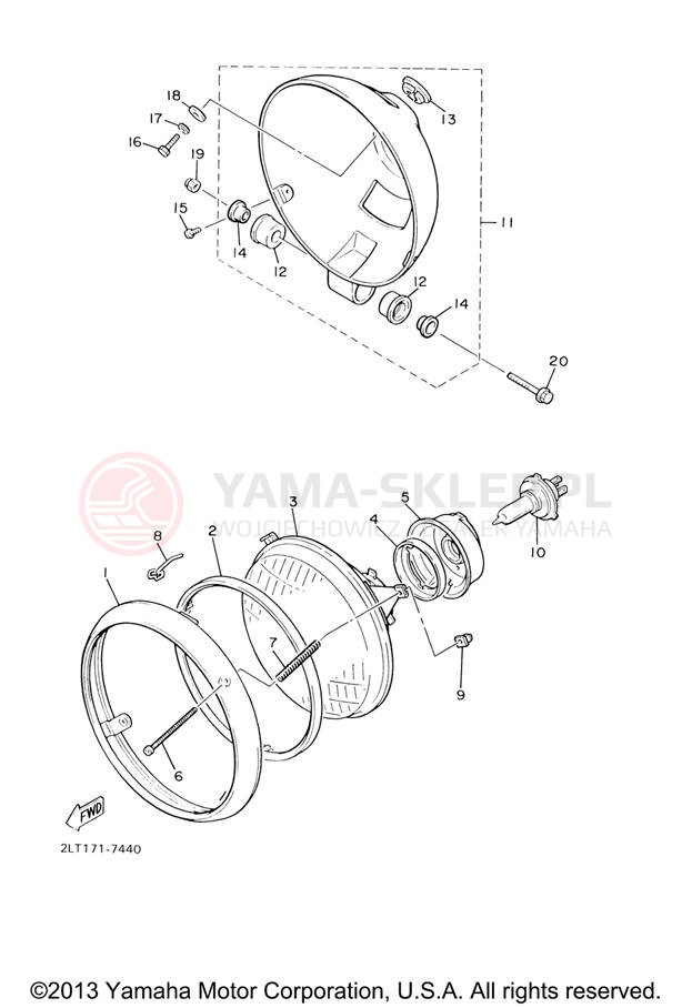Schemat "Lampa przód" do Yamaha V-MAX VMX12VC/VMX12V