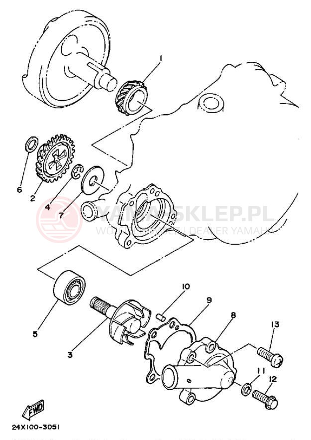 Schemat "Pompa wody" do Yamaha YZ125N