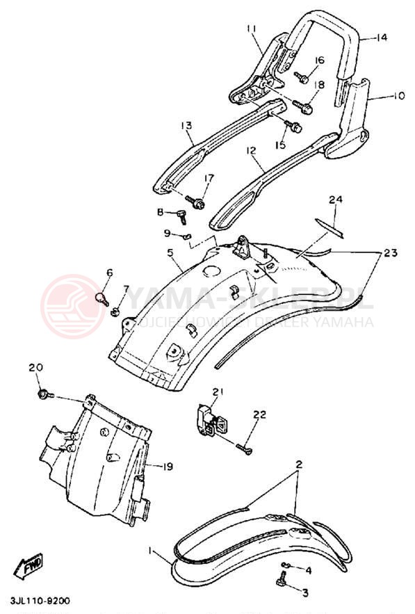 Schemat "błotnik" do Yamaha VIRAGO 750 XV750AC/XV750A