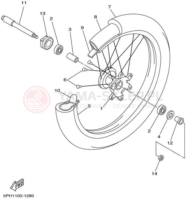 Schemat "Koło przód" do Yamaha WR250F WR250FN