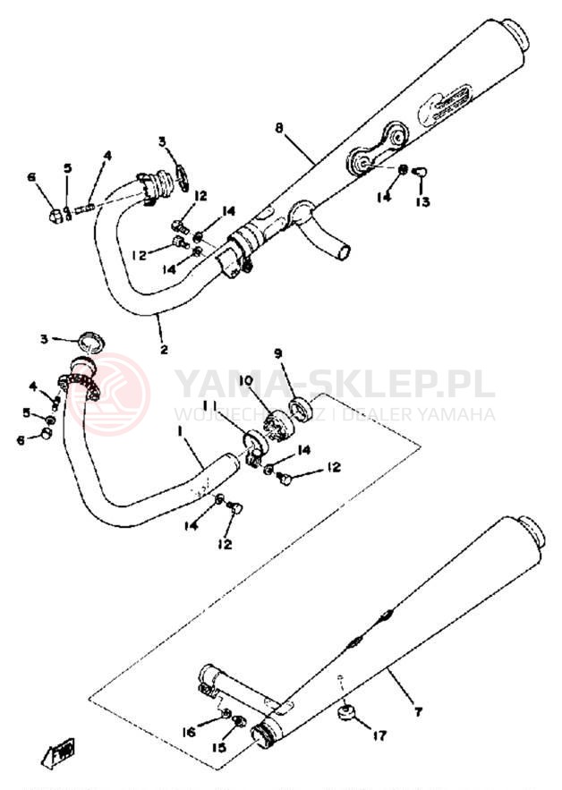 Schemat "Wydech końcowy" do Yamaha XS650D