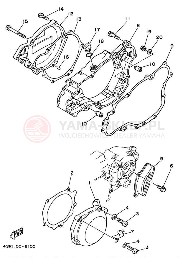 Schemat "Pokrywa silnika" do Yamaha YZ250 YZ250K1