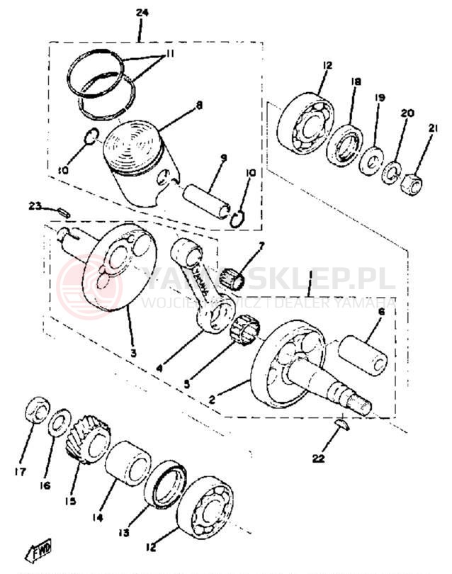 Schemat "Wał korbowy, tłok" do Yamaha GTMXC/GT80C