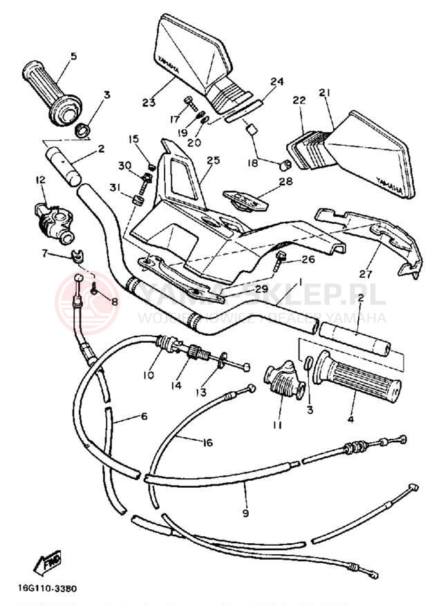Schemat "Kierownica i osprzęt" do Yamaha XJ650LJ