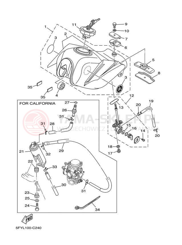 Schemat "zbiornik paliwa" do Yamaha TW200 TW200S/TW200SC