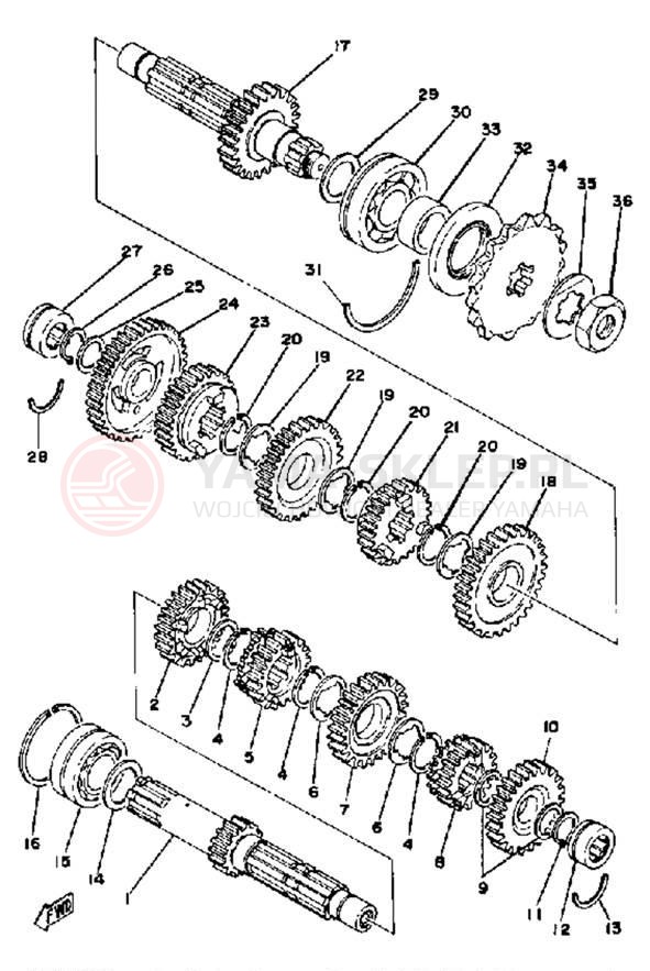 Schemat "Skrzynia biegów " do Yamaha XS400F