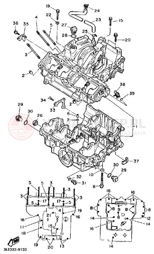 Schemat "Obudowa silnika" do Yamaha FZR1000A/FZR1000AC