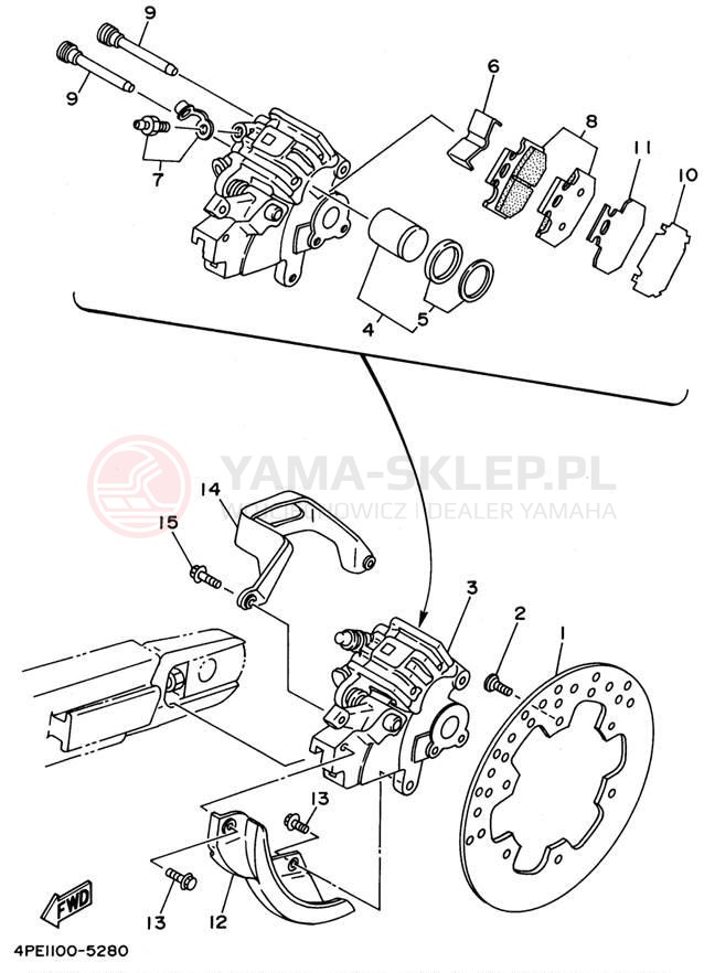Schemat "Zacisk hamulcowy tylny" do Yamaha YZ125H1