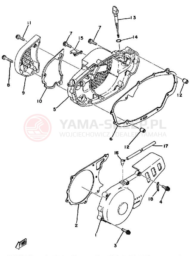 Schemat "Pokrywa silnika" do Yamaha DT250E/DT400E