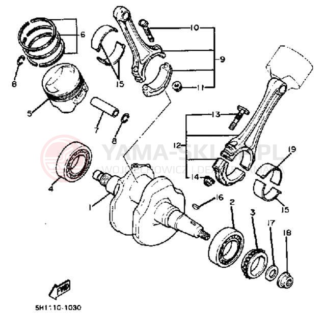 Schemat "Wał korbowy, tłok" do Yamaha XV920RJ
