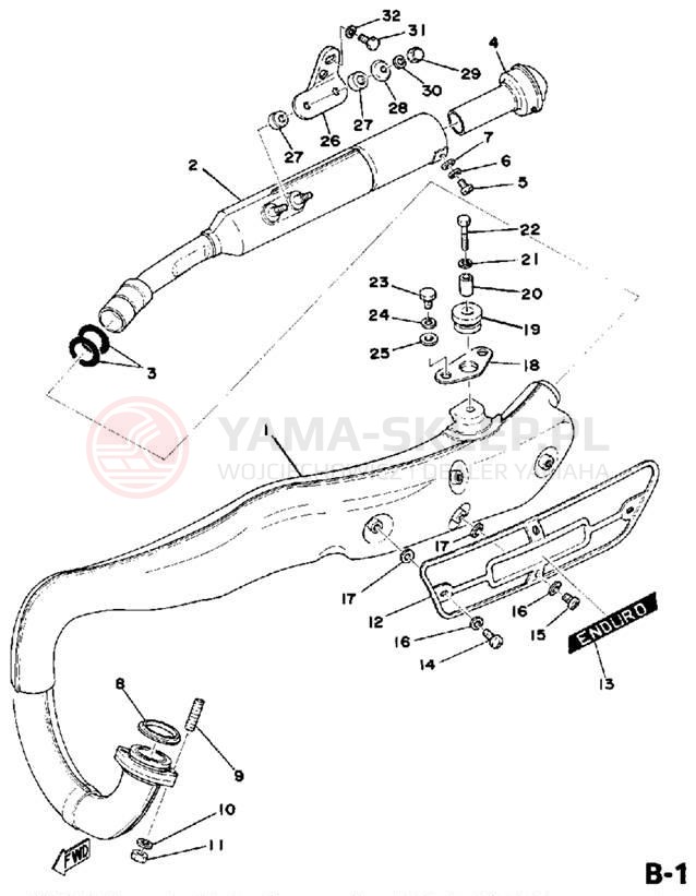 Schemat "Wydech końcowy" do Yamaha DT175C