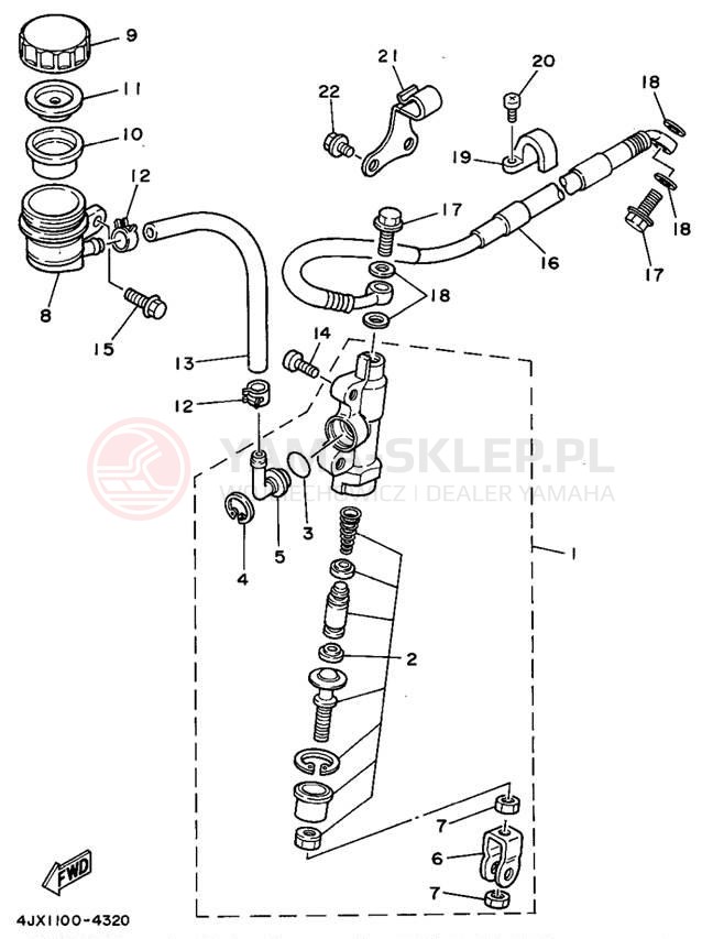 Schemat "Pompa hamulcowa tył" do Yamaha YZ250F1