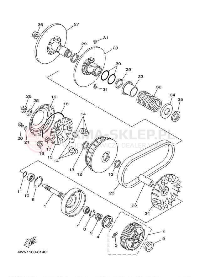 Schemat "sprzęgło" do Yamaha GRIZZLY YFM600FMC/YFM600FM