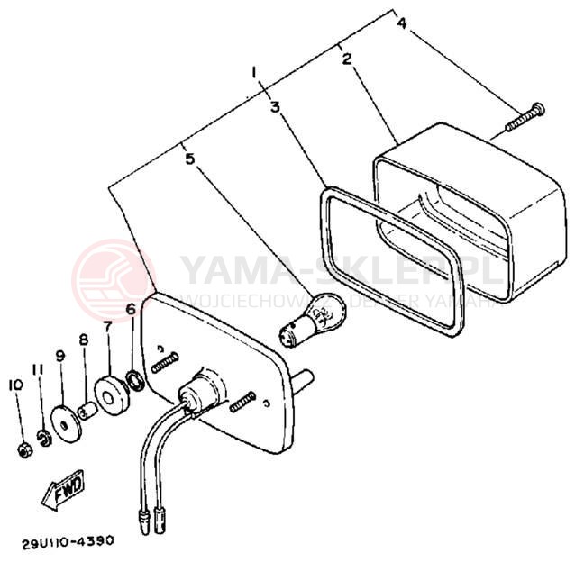 Schemat "lampa tył" do Yamaha MOTO-4 YFM250B