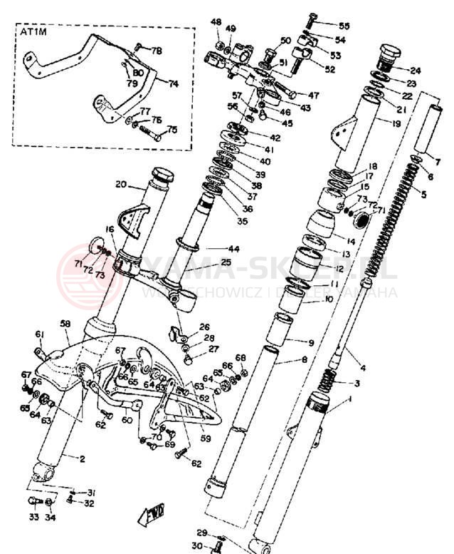 Schemat "Amortyzatory przód, błotnik" do Yamaha AT1E/AT1M