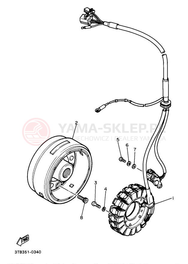 Schemat "prądnica" do Yamaha XT600ED/XT600EDC
