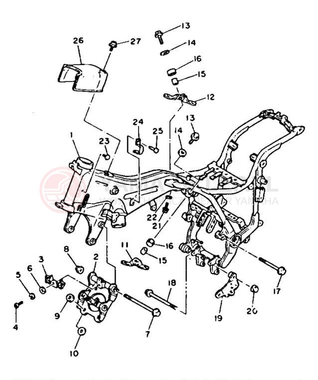 Schemat "rama" do Yamaha VIRAGO 750 XV750B/XV750BC