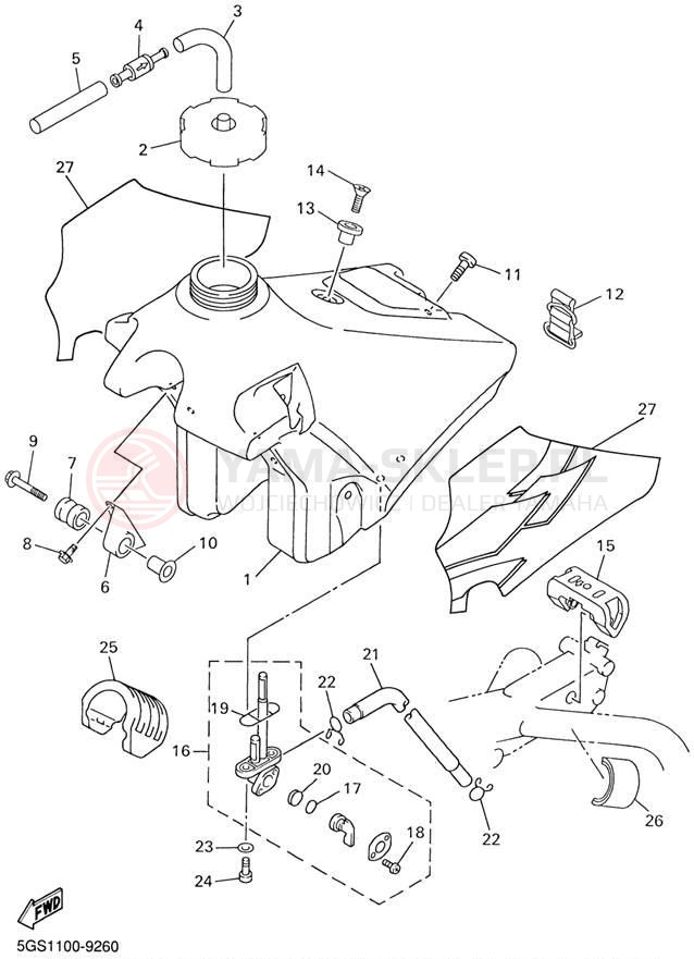 Schemat "zbiornik paliwa" do Yamaha WR400F WR400FL