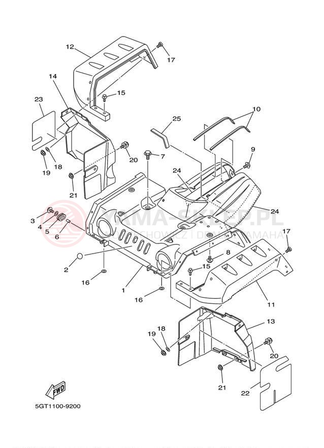 Schemat "Przedni błotnik" do Yamaha GRIZZLY YFM600FMC/YFM600FM