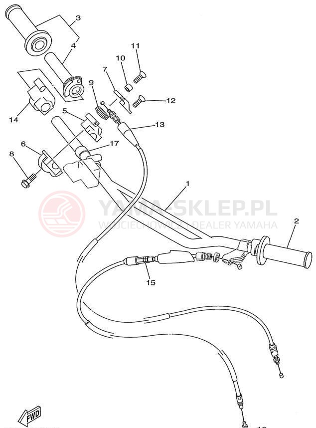 Schemat "Kierownica i osprzęt" do Yamaha COMPETITION YZ250L1